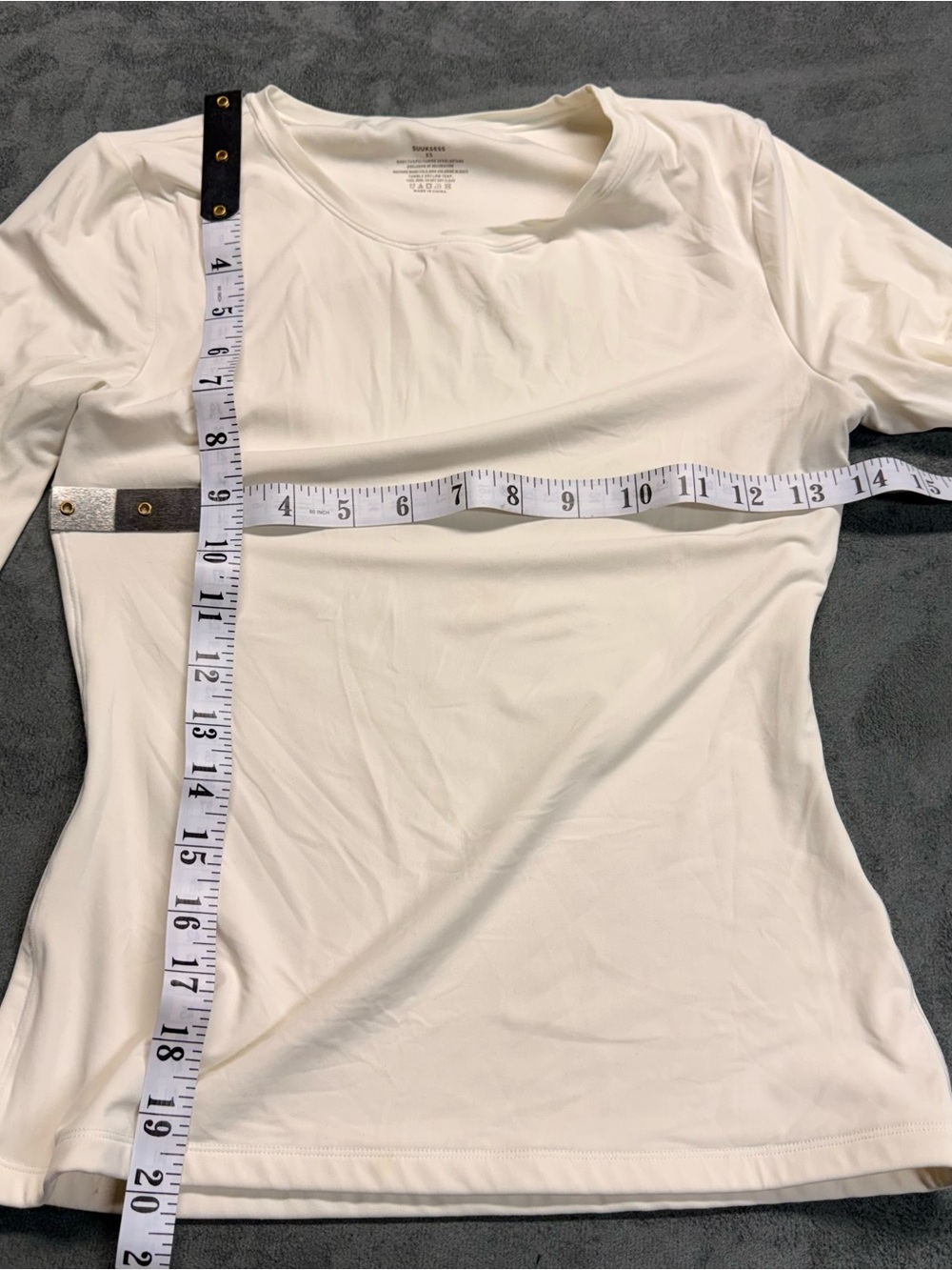 Bodycon Tight Long Sleeve Crewneck Top - Ivory - Picture 4 of 4